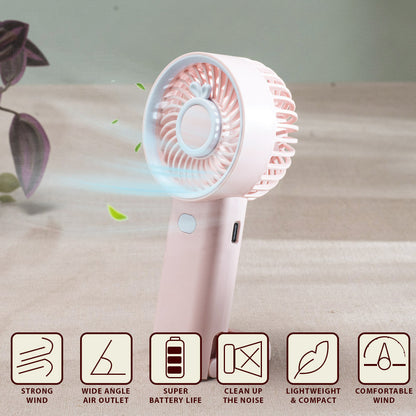 Mini Bunny Ear Portable Handheld Fan – 6 x 16 CM-Pink Plastic Body