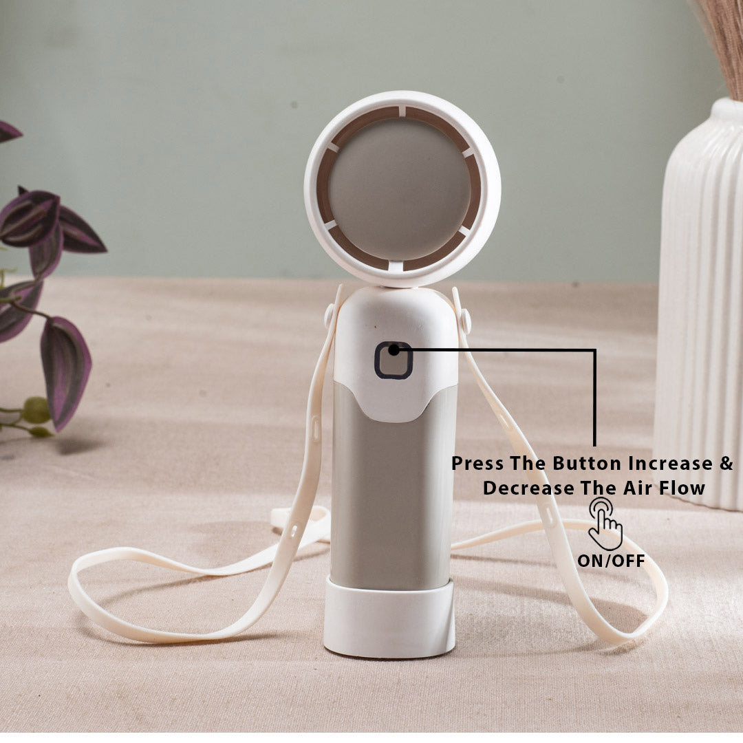 Portable Mini Handheld Fan – 6 x 17 CM-White Plastic Body