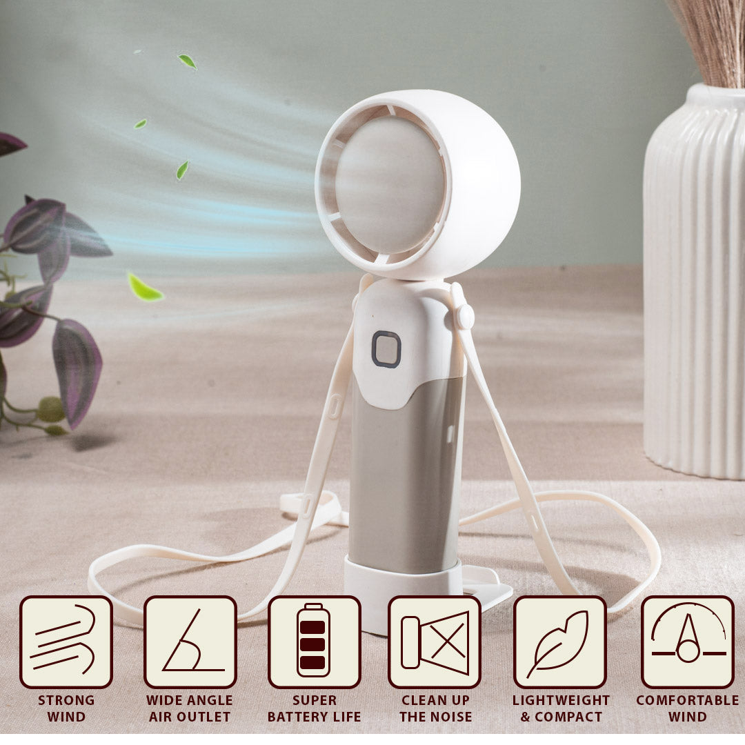 Portable Mini Handheld Fan – 6 x 17 CM-White Plastic Body
