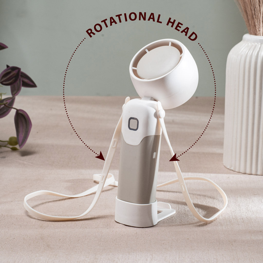 Portable Mini Handheld Fan – 6 x 17 CM-White Plastic Body