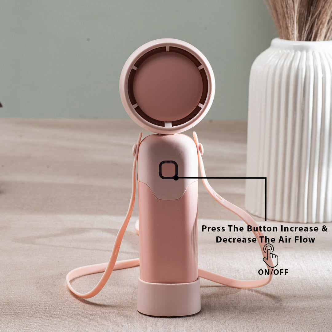 Portable Rechargeable Mini Handheld Fan – 6 x 17 CM-Peach Plastic Body