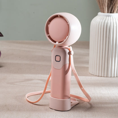 Portable Rechargeable Mini Handheld Fan – 6 x 17 CM-Peach Plastic Body