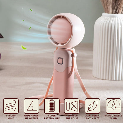 Portable Rechargeable Mini Handheld Fan – 6 x 17 CM-Peach Plastic Body