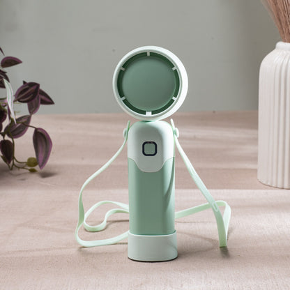Portable Rechargeable Mini Handheld Fan – 6 x 17 CM-Green Plastic Body