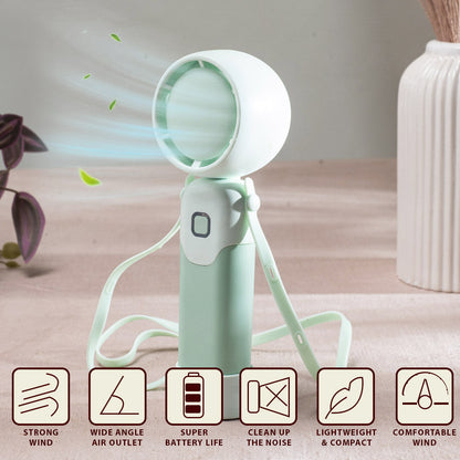Portable Rechargeable Mini Handheld Fan – 6 x 17 CM-Green Plastic Body