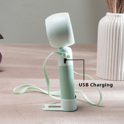 Portable Rechargeable Mini Handheld Fan – 6 x 17 CM-Green Plastic Body