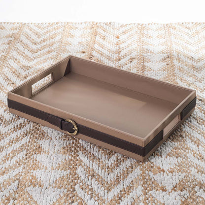 Vegan Leather Rectangular Serving Tray 38x26x6 cm