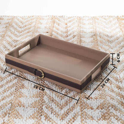 Vegan Leather Rectangular Serving Tray 38x26x6 cm