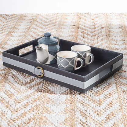 Vegan Leather Rectangular Serving Tray 38x26x6 cm