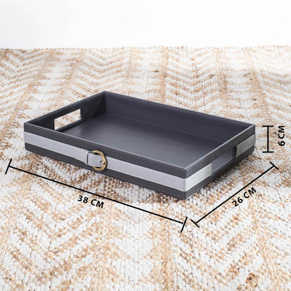 Vegan Leather Rectangular Serving Tray 38x26x6 cm