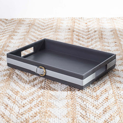 Vegan Leather Rectangular Serving Tray 38x26x6 cm