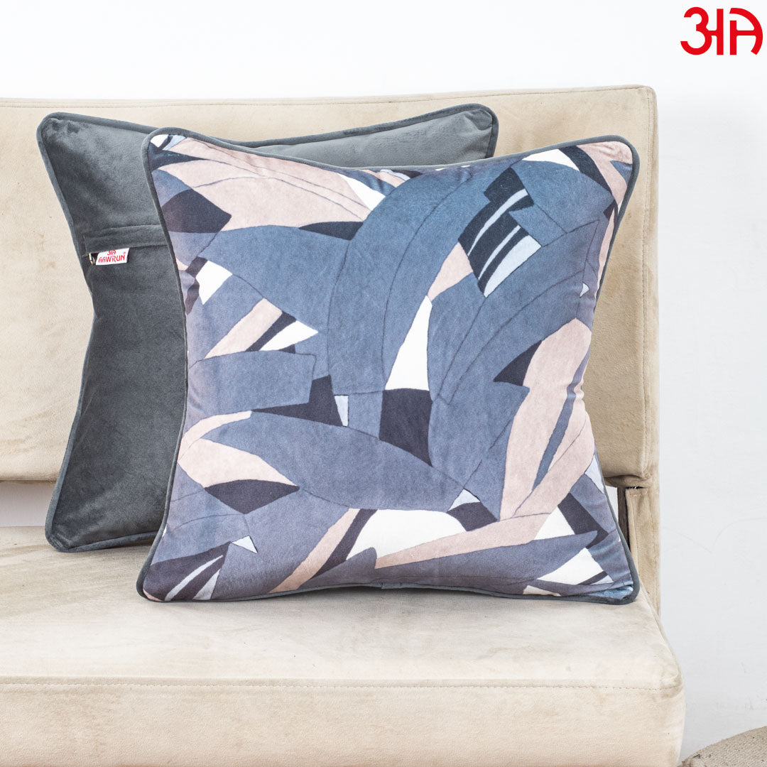 Modern Abstract Blue Velvet Cushion Cover – 16x16 Inch-DGN-30