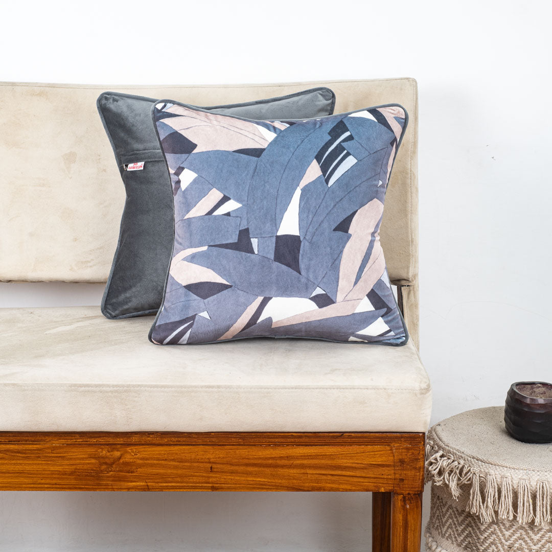 Modern Abstract Blue Velvet Cushion Cover – 16x16 Inch-DGN-30