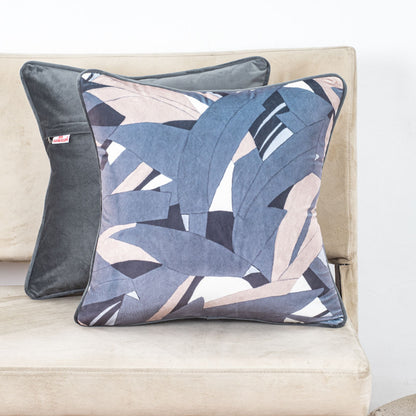 Modern Abstract Blue Velvet Cushion Cover – 16x16 Inch-DGN-30