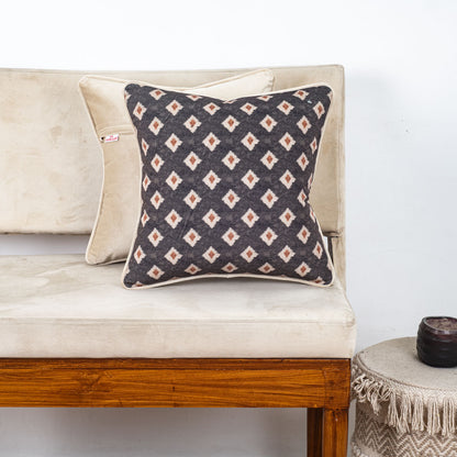 Charcoal Diamond Velvet Cushion Cover – 16x16 Inch-DGN-32