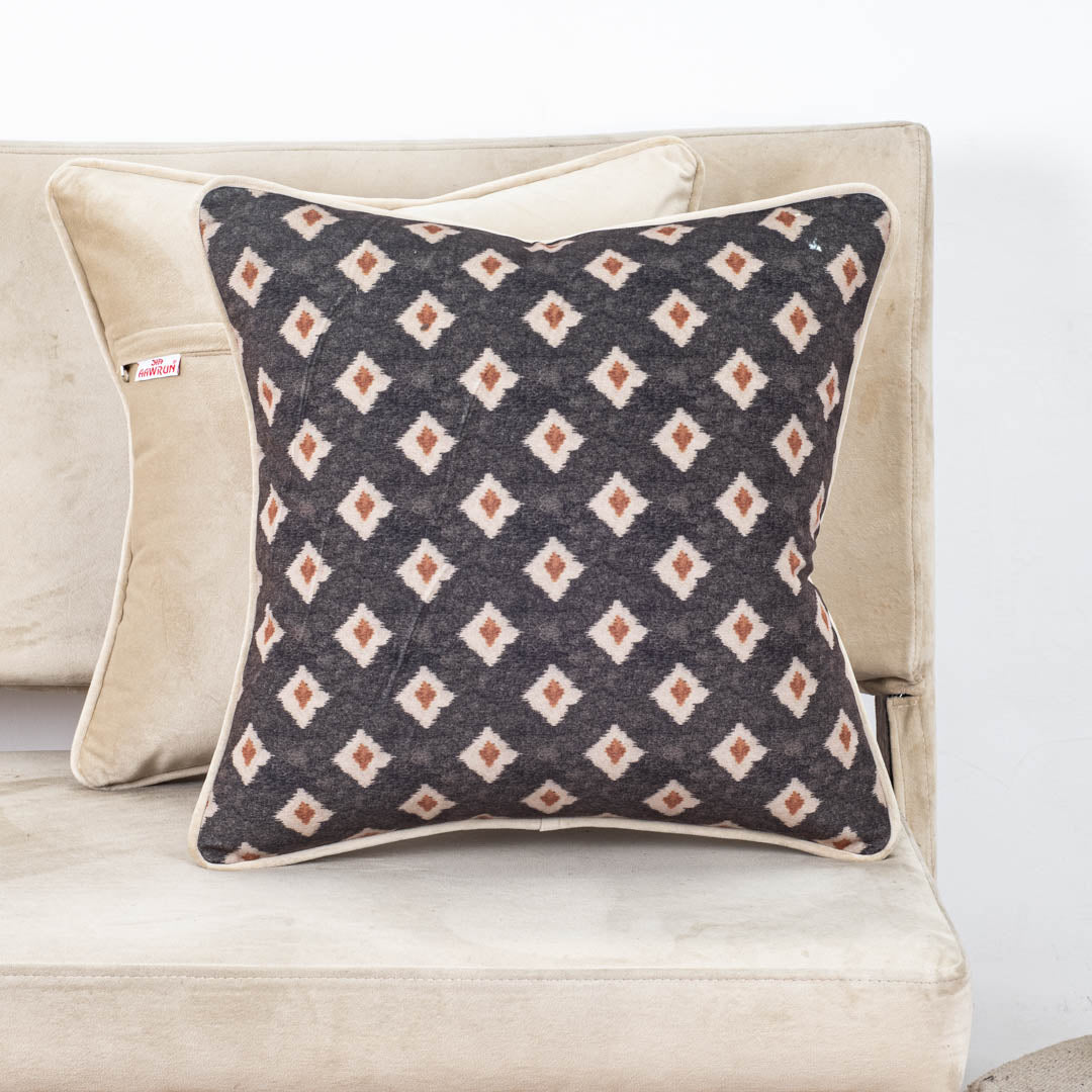 Charcoal Diamond Velvet Cushion Cover – 16x16 Inch-DGN-32
