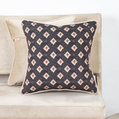 Charcoal Diamond Velvet Cushion Cover – 16x16 Inch-DGN-32
