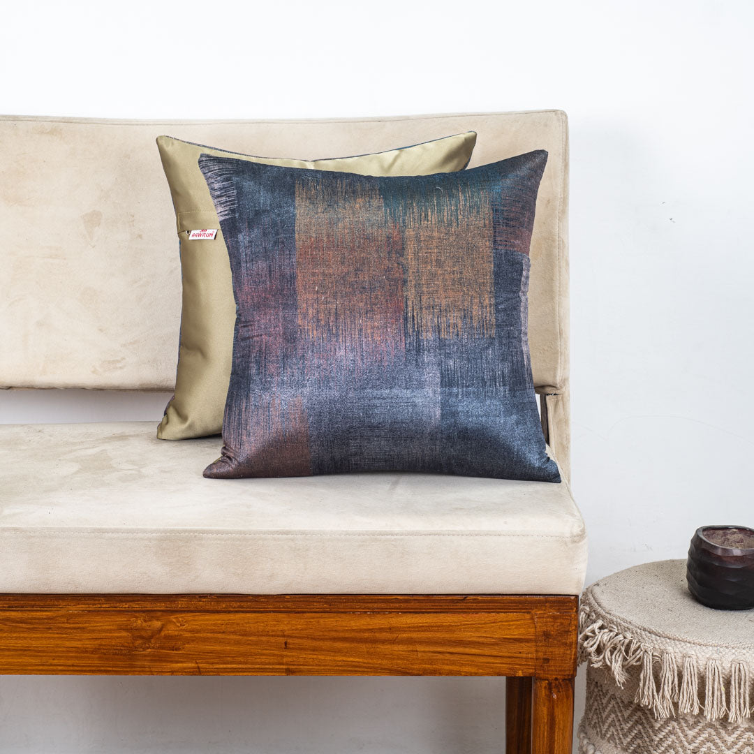 Midnight Abstract Glossy Velvet &amp; Satin Cushion Cover – 16x16 Inch-DGN-2