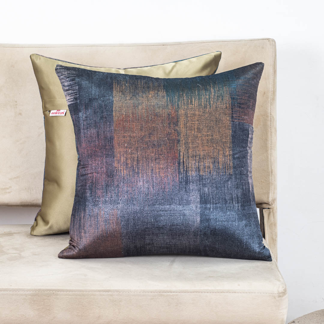 Midnight Abstract Glossy Velvet &amp; Satin Cushion Cover – 16x16 Inch-DGN-2