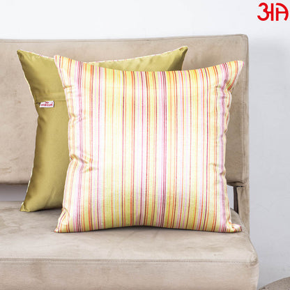 Sunset Stripe Glossy Velvet &amp; Satin Cushion Cover – 16x16 Inch-DGN-3