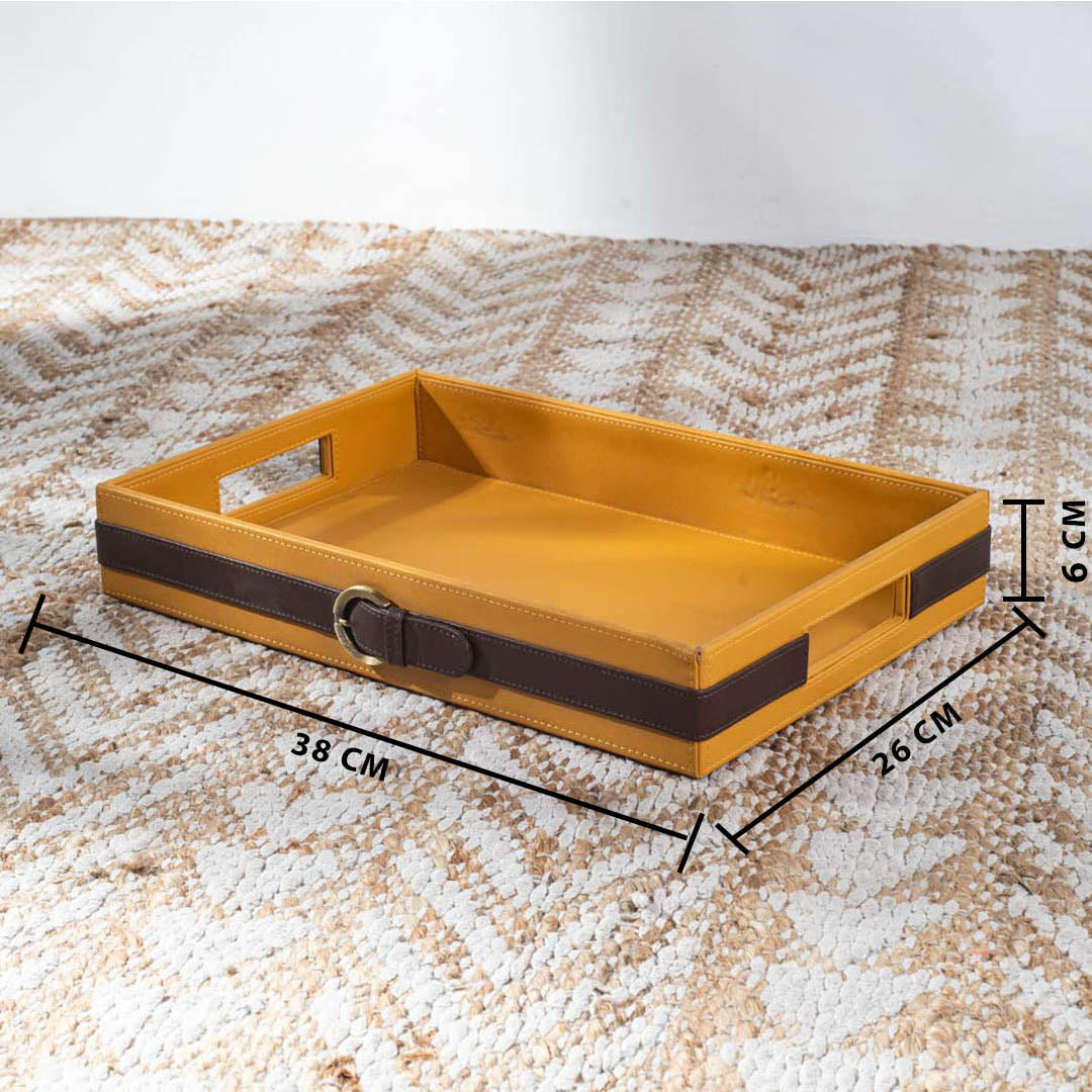 Vegan Leather Rectangular Serving Tray 38x26x6 cm