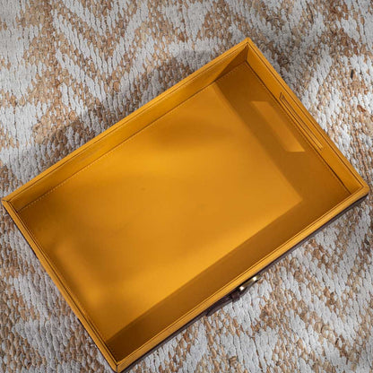 Vegan Leather Rectangular Serving Tray 38x26x6 cm