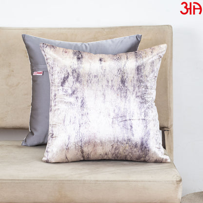 Ivory Mist Abstract Glossy Velvet &amp; Satin Cushion Cover – 16x16 Inch-DGN-4