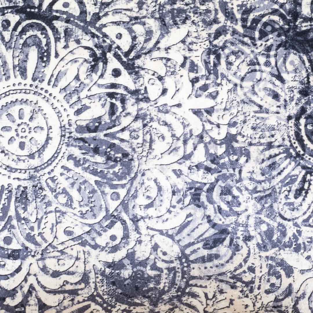 Indigo Medallion Glossy Velvet &amp; Satin Cushion Cover – 16x16 Inch-DGN-6