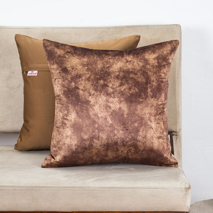 Copper Earth Glossy Velvet &amp; Satin Cushion Cover – 16x16 Inch-DGN-7
