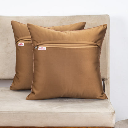 Copper Earth Glossy Velvet &amp; Satin Cushion Cover – 16x16 Inch-DGN-7