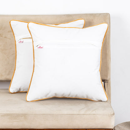 Floral Embroidered Velvet Cushion Cover 16x16 Inch