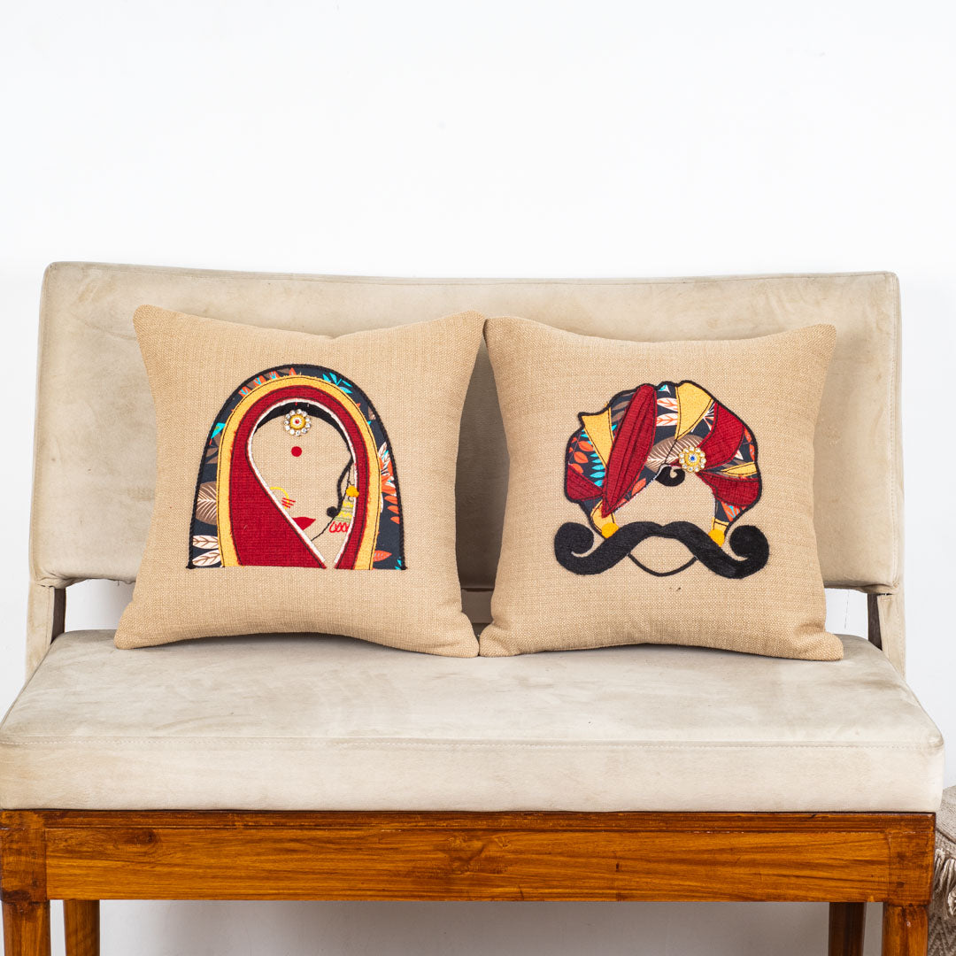 MR. RAJASTHAN And MRS. RAJASTHAN Combo Traditional Cushion Cover