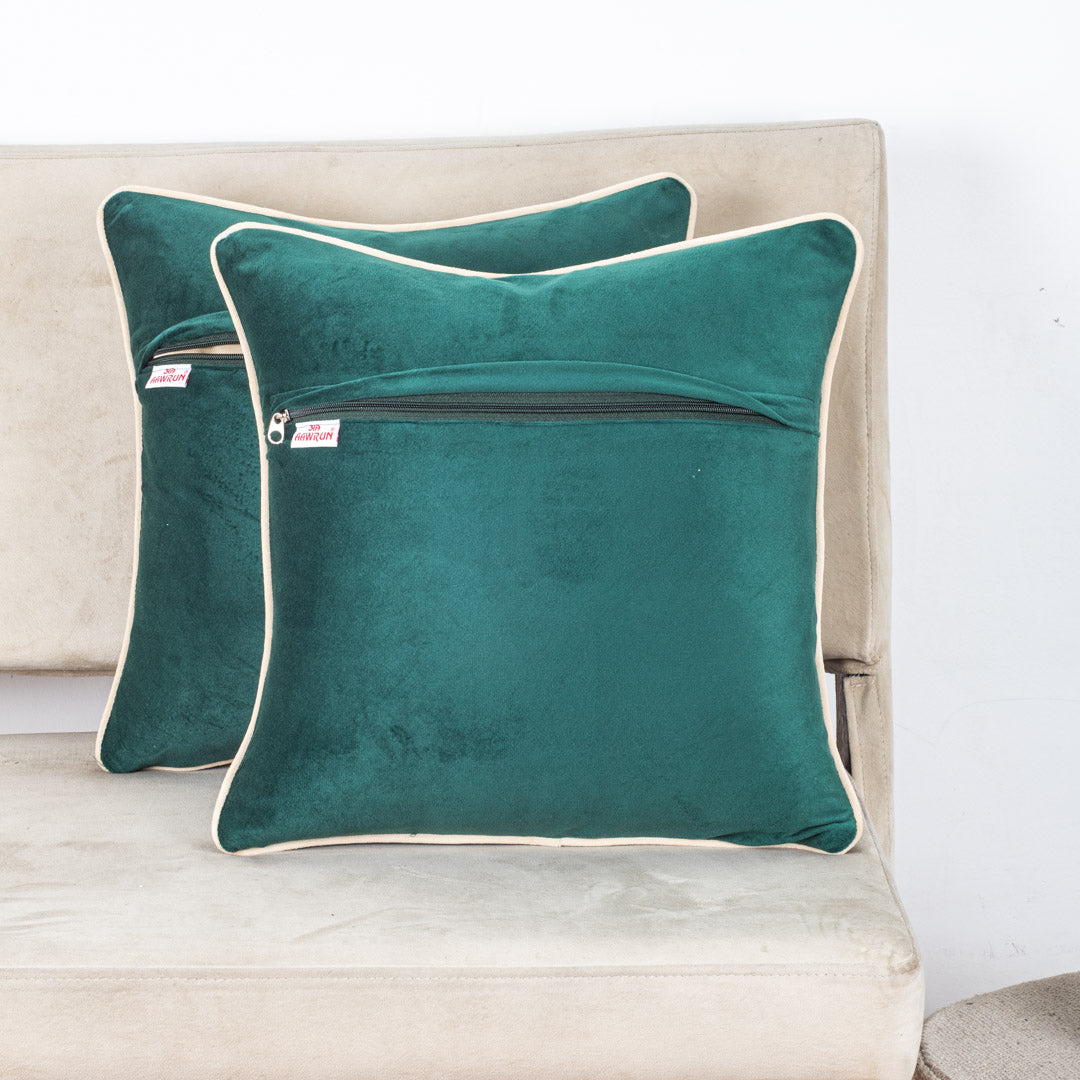 Floral Embroidered Velvet Cushion Cover 16x16 Inch