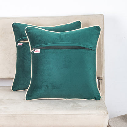 Floral Embroidered Velvet Cushion Cover 16x16 Inch