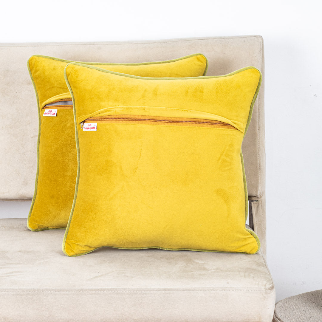 Floral Embroidered Velvet Cushion Cover 16x16 Inch