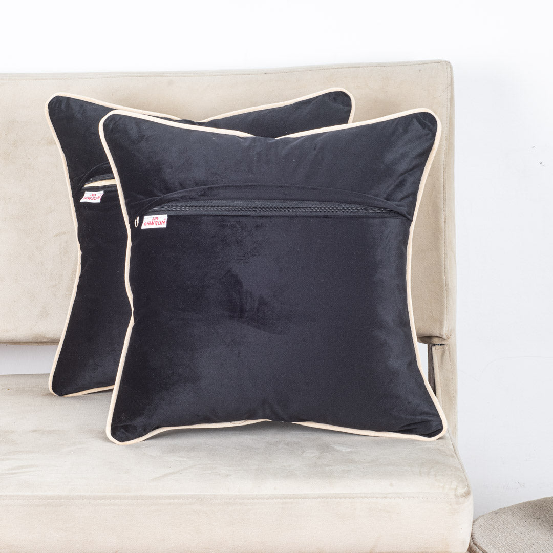 Floral Embroidered Velvet Cushion Cover 16x16 Inch
