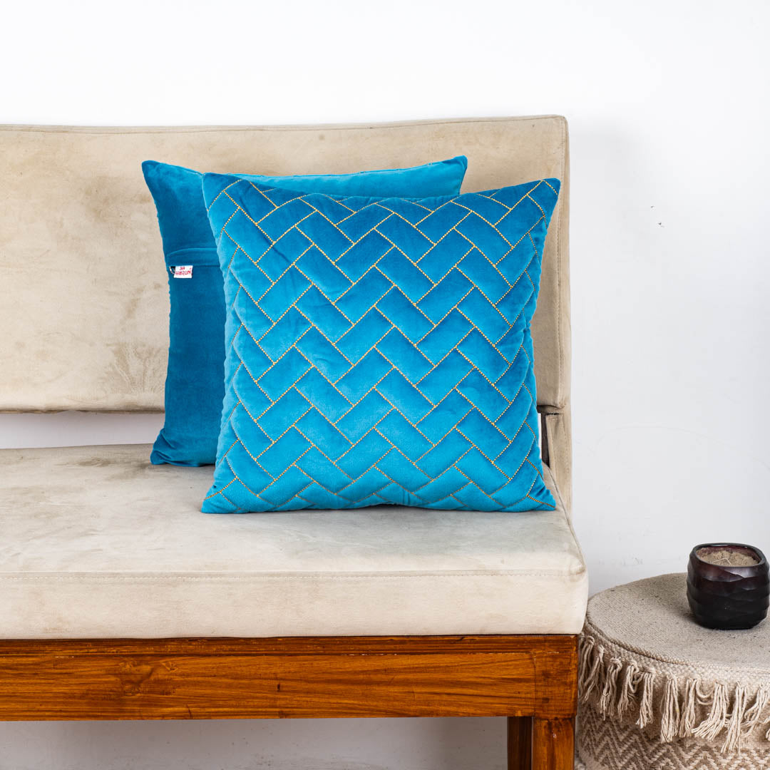 Zari Quilted Zig Zag Velvet Cushion Cover