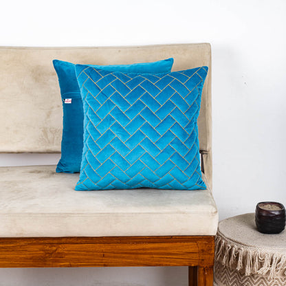 Zari Quilted Zig Zag Velvet Cushion Cover