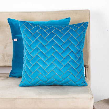 Zari Quilted Zig Zag Velvet Cushion Cover