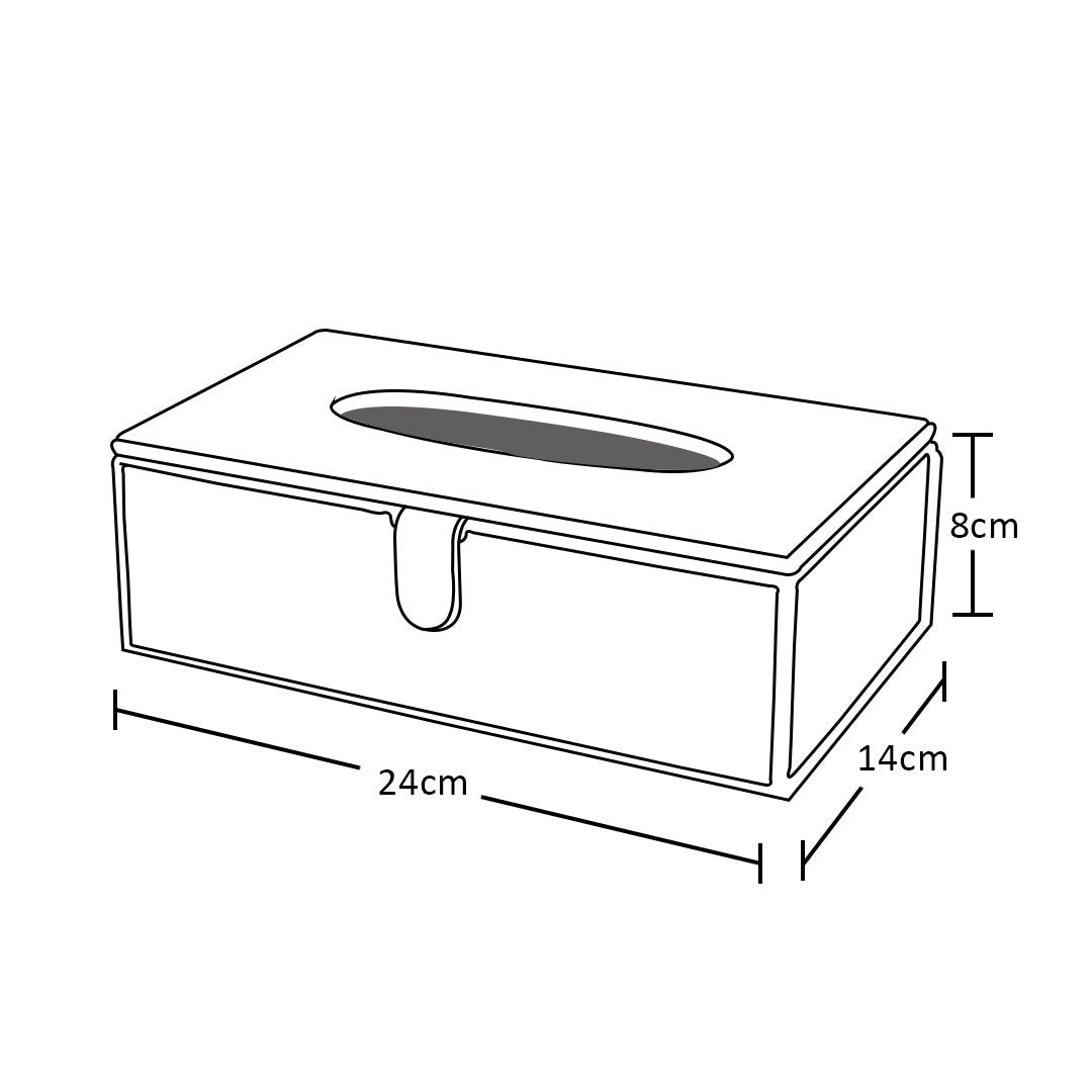 Lite Grey Vegan Leather Tissue Box Holder – 24 × 14 × 8 cm