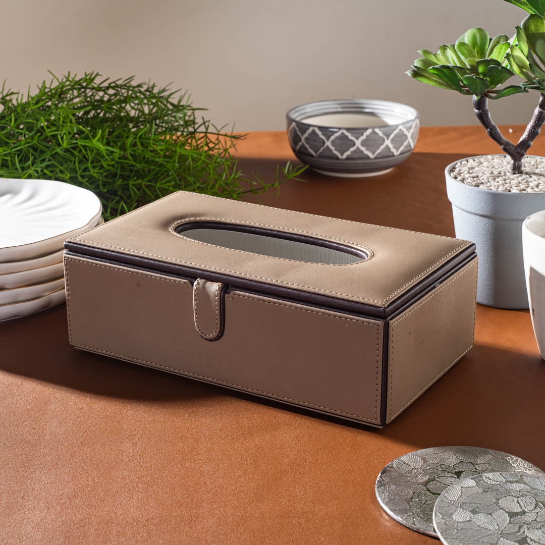 Ash Shade Vegan Leather Tissue Box (24x14x8) CM