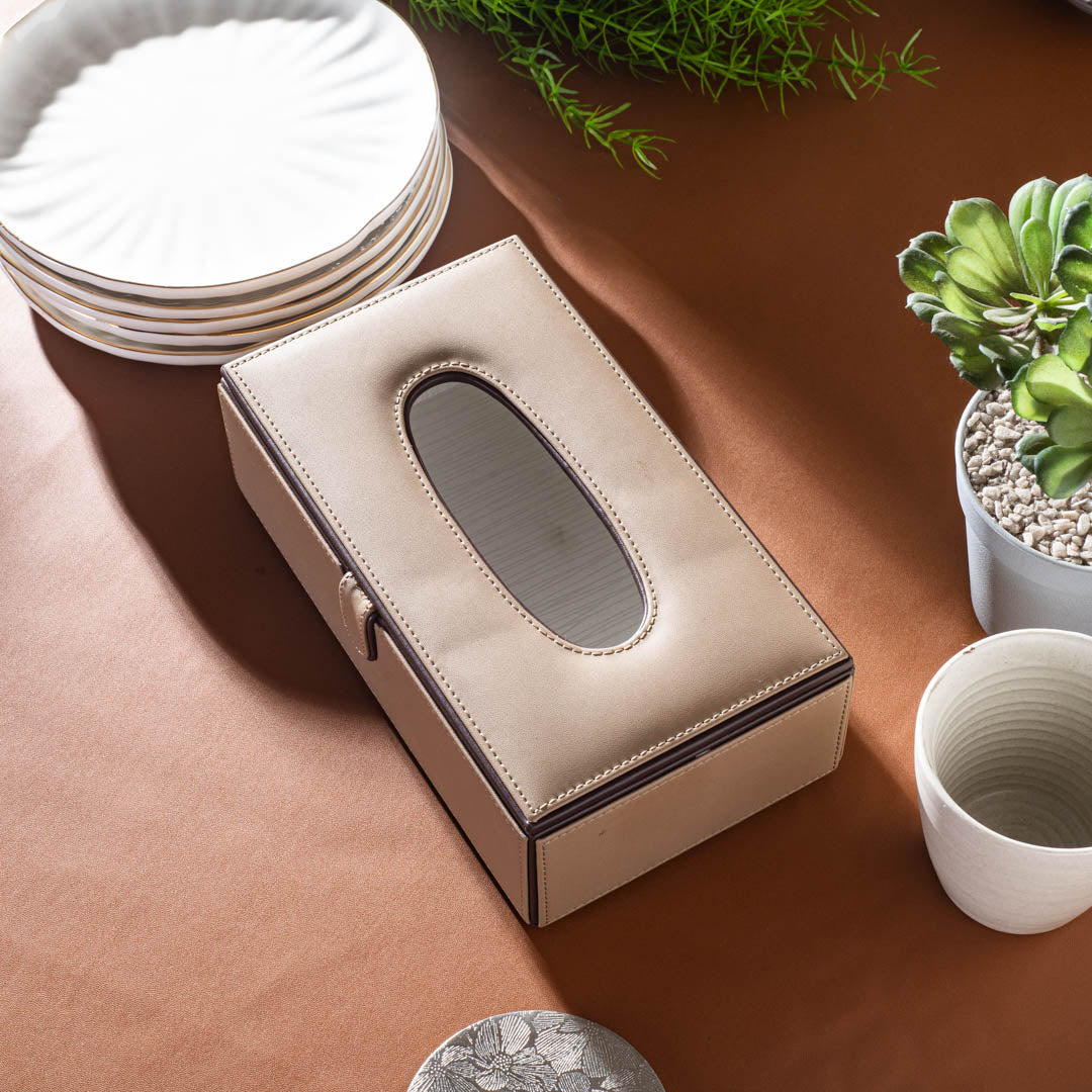 Ash Shade Vegan Leather Tissue Box (24x14x8) CM