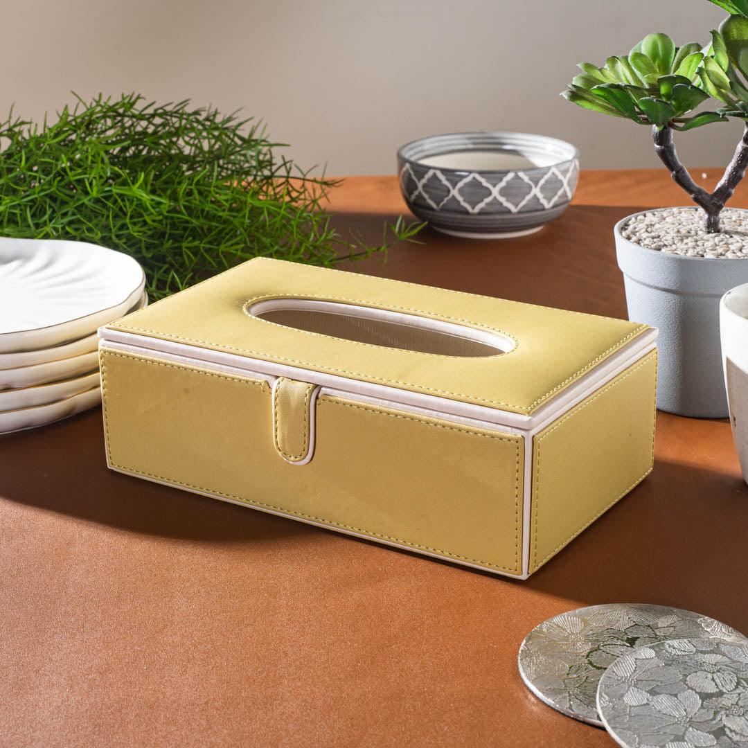 Premium Two-Tone Vegan Leather Standard Size Tissue Box