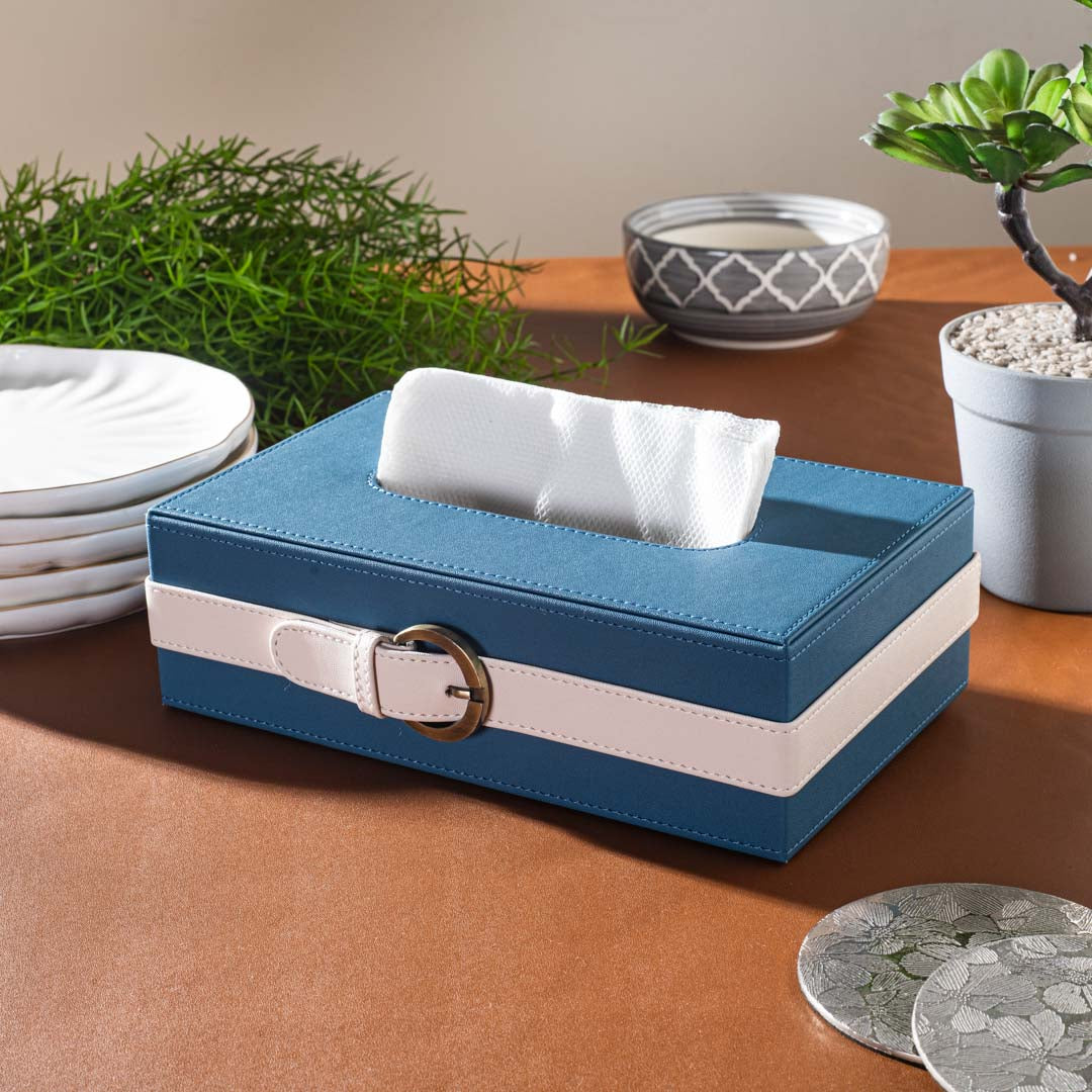 Buckle Design Leather Tissue Box (24x14x8)CM