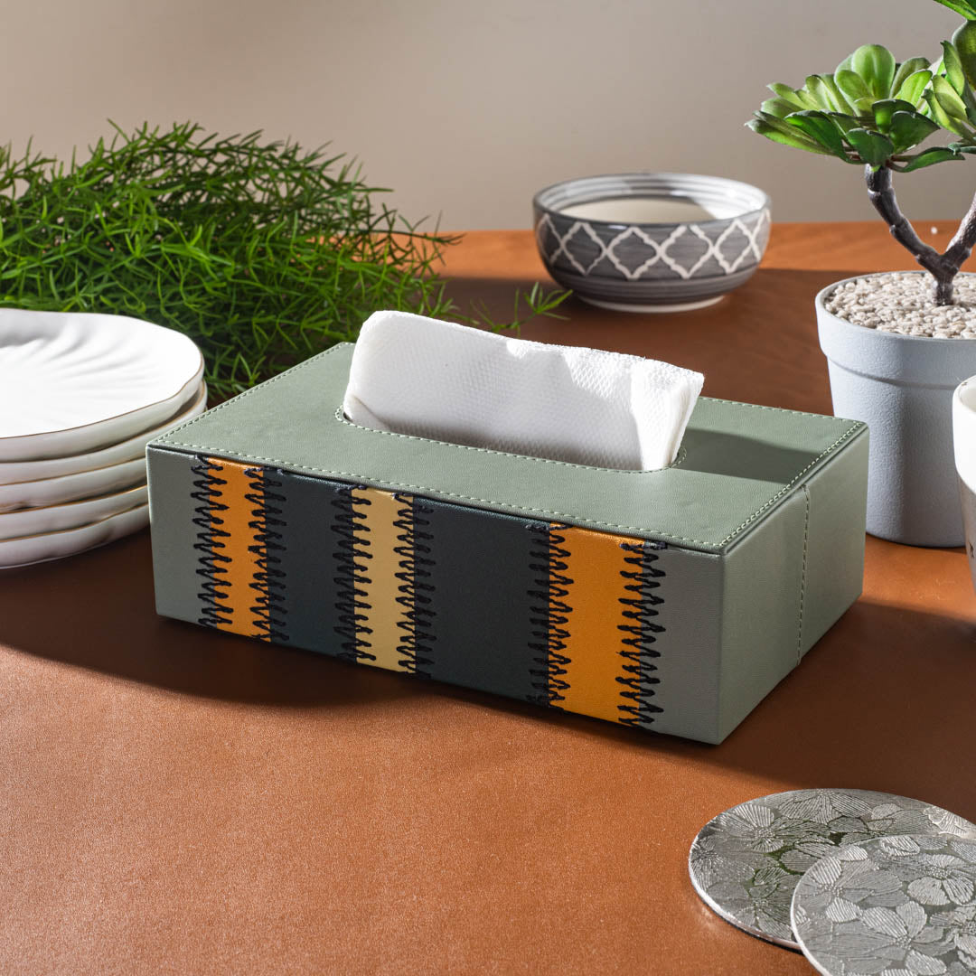 Green Premium Zig Zag Panel Patch Tissue Box