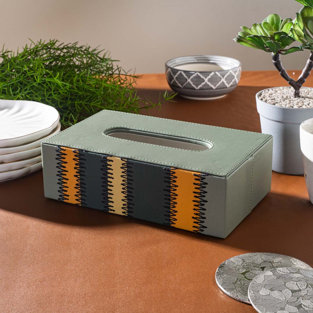Green Premium Zig Zag Panel Patch Tissue Box