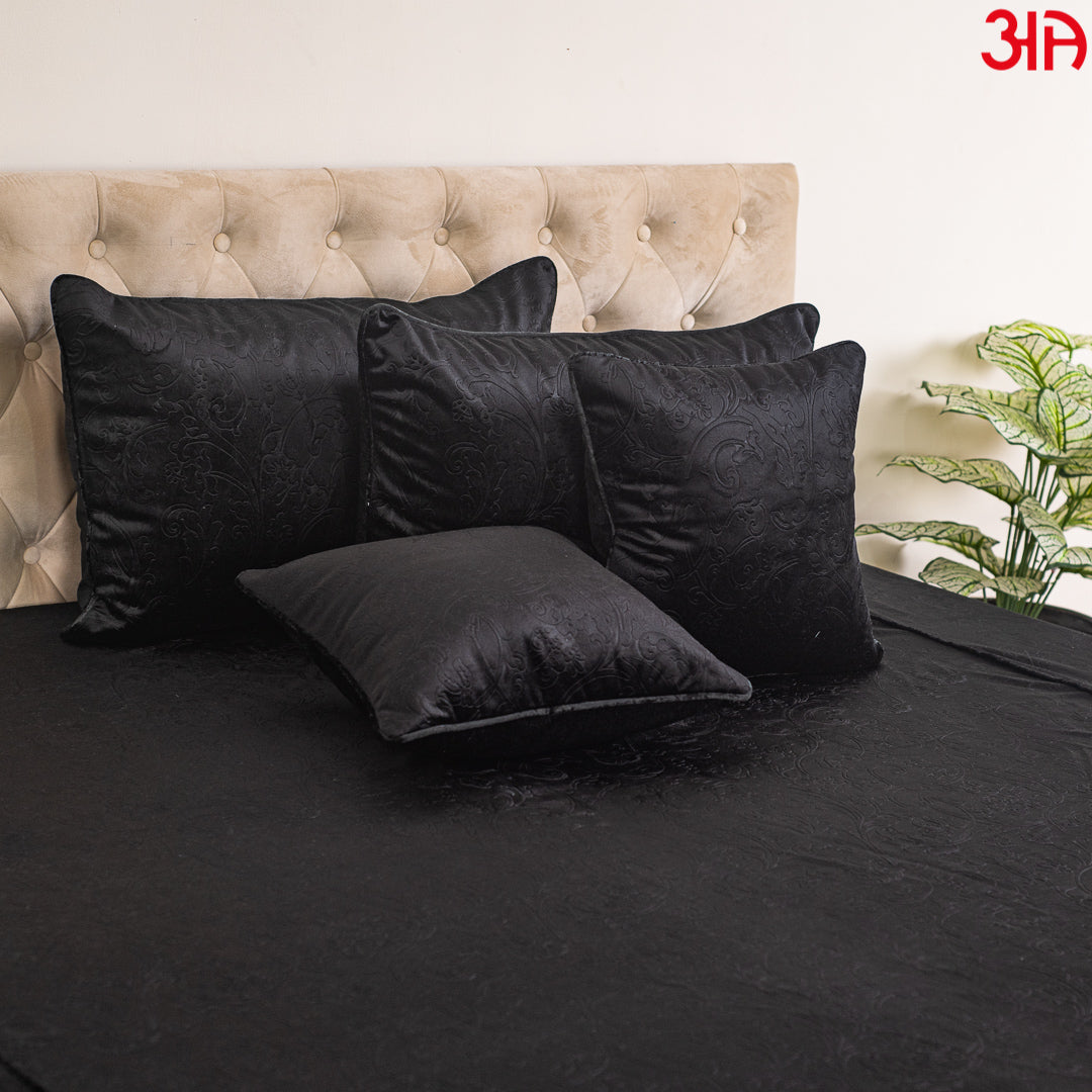 Designer Velvet Bed Covers - Stylish Bedding Mauve 1+2+2