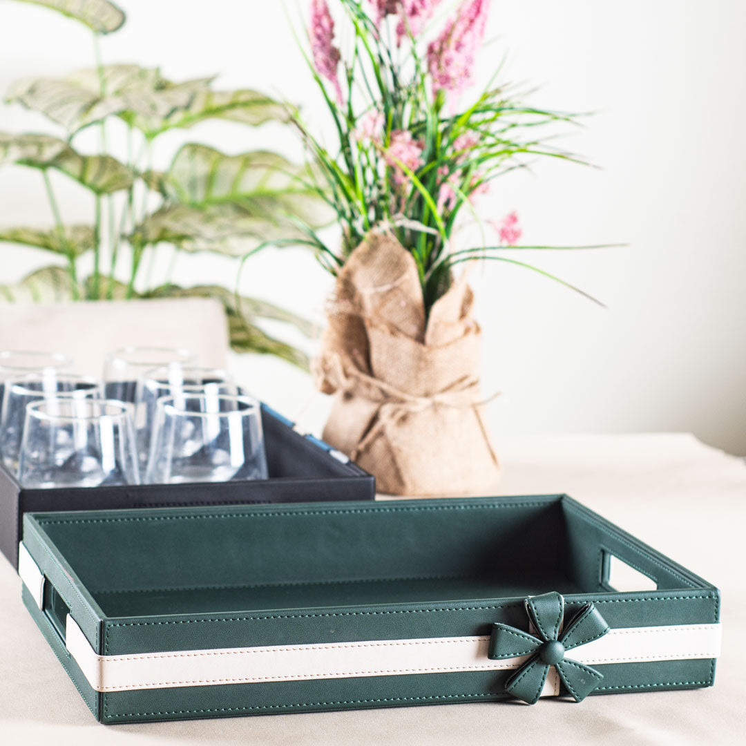 Bow Design Leather Tray