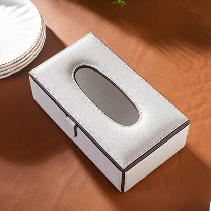 Lite Grey Vegan Leather Tissue Box Holder – 24 × 14 × 8 cm