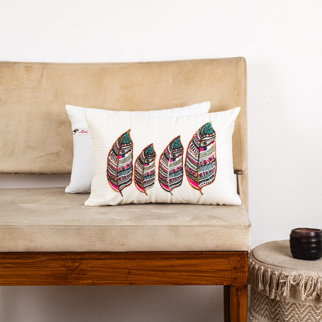 Premium Sapphire Feather Cushion Cover